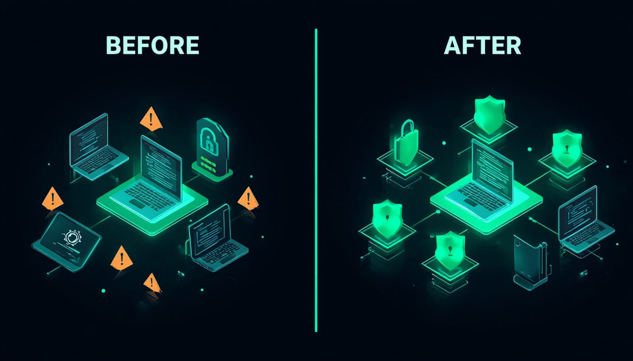 before and after split screen