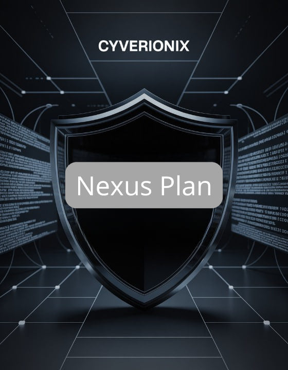 Cyverionix Nexus Plan with a shield graphic on a digital background